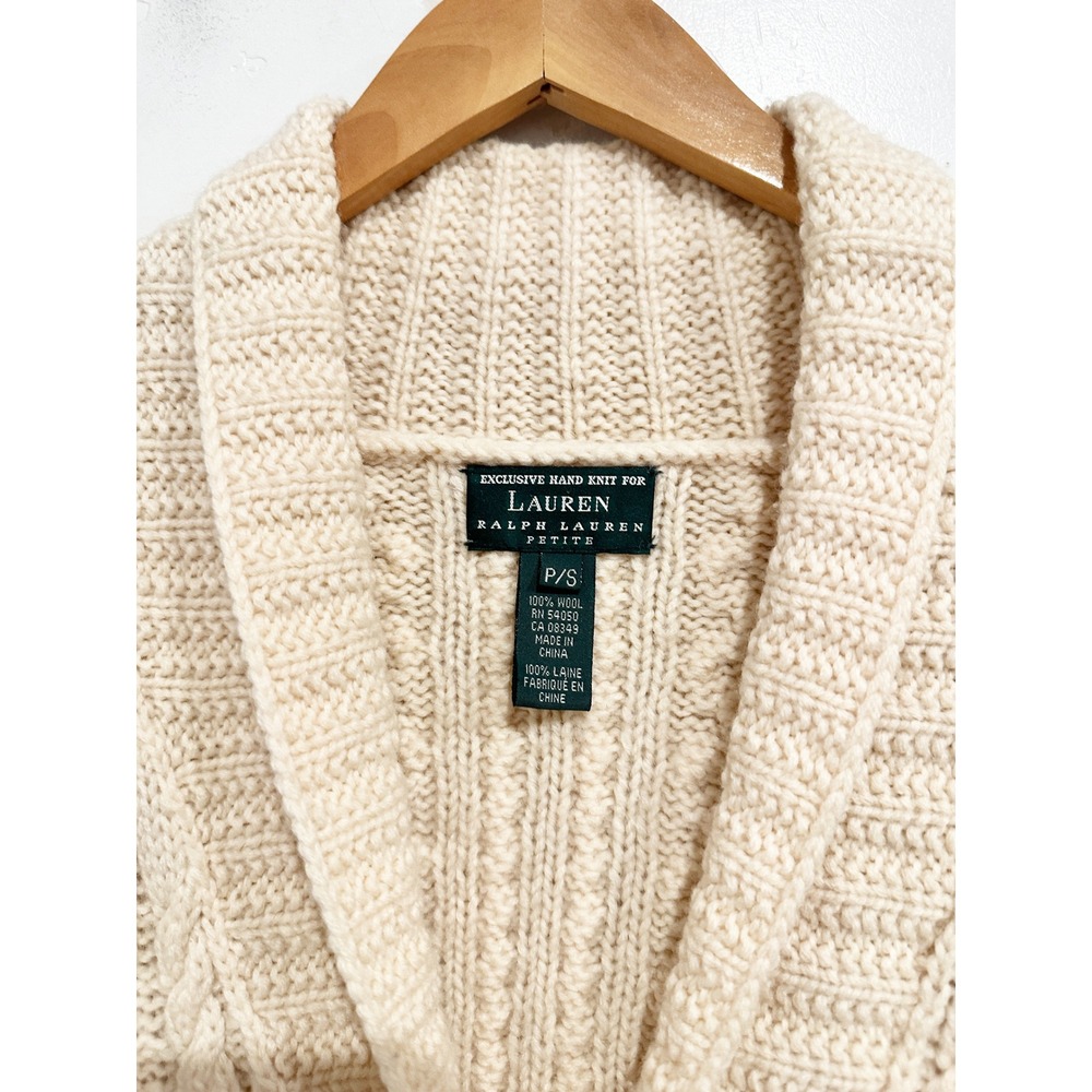 Ralph Lauren Cream Cable Knit Cardigan - Small Fisherman Core/Old Money/Coastal - Picture 3 of 9